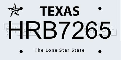 HRB7265 Texas License Plate