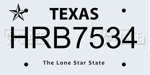 HRB7534 Texas License Plate