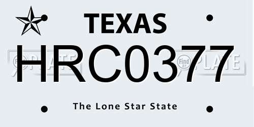 HRC0377 Texas License Plate