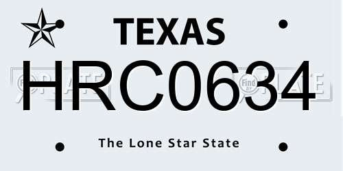 HRC0634 Texas License Plate