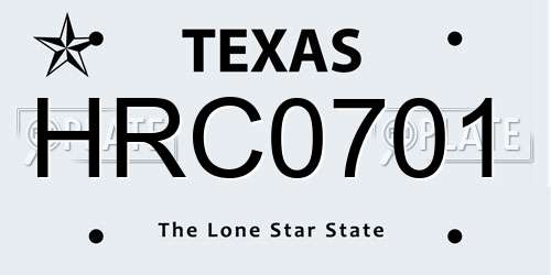 HRC0701 Texas License Plate