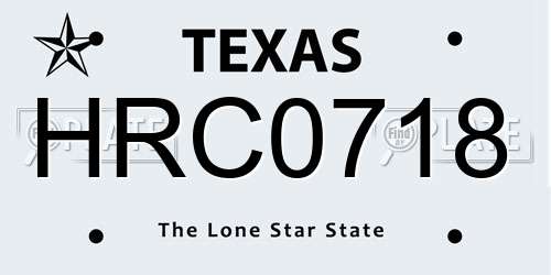 HRC0718 Texas License Plate