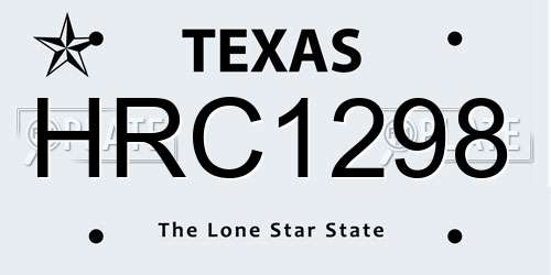 HRC1298 Texas License Plate