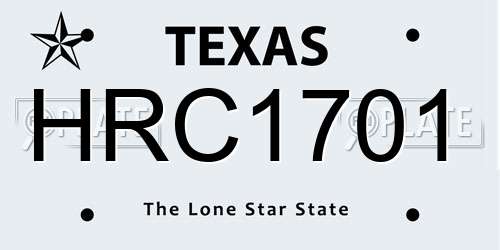 HRC1701 Texas License Plate