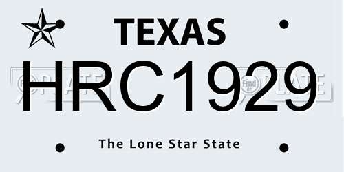 HRC1929 Texas License Plate