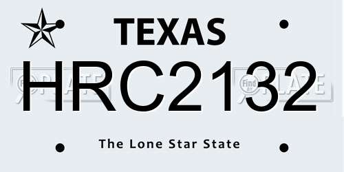 HRC2132 Texas License Plate