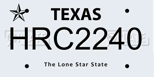 HRC2240 Texas License Plate