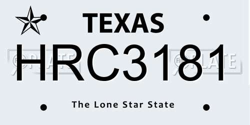 HRC3181 Texas License Plate