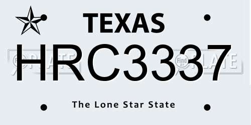HRC3337 Texas License Plate