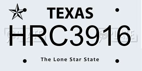 HRC3916 Texas License Plate