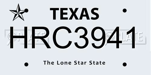 HRC3941 Texas License Plate