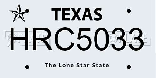 HRC5033 Texas License Plate