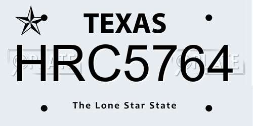 HRC5764 Texas License Plate