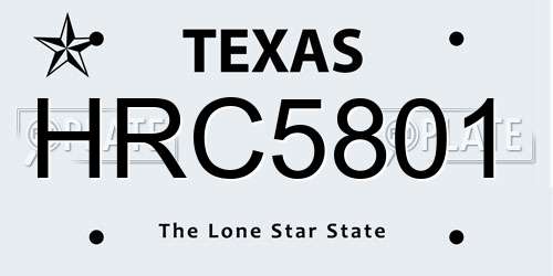 HRC5801 Texas License Plate