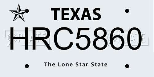 HRC5860 Texas License Plate