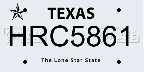 HRC5861 Texas License Plate
