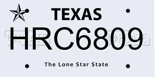 HRC6809 Texas License Plate