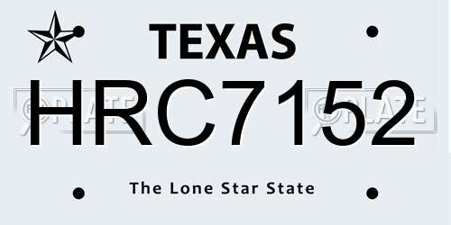 HRC7152 Texas License Plate