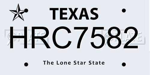 HRC7582 Texas License Plate