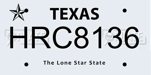 HRC8136 Texas License Plate