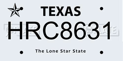 HRC8631 Texas License Plate