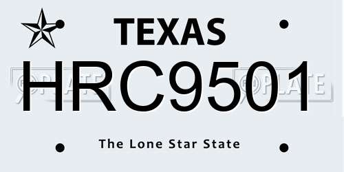 HRC9501 Texas License Plate