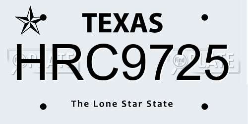 HRC9725 Texas License Plate