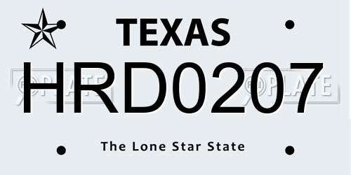 HRD0207 Texas License Plate