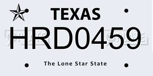 HRD0459 Texas License Plate