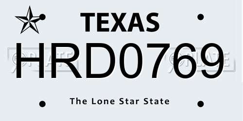 HRD0769 Texas License Plate