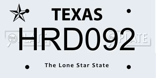HRD092 Texas License Plate