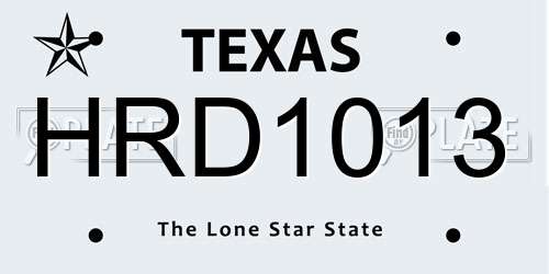 HRD1013 Texas License Plate
