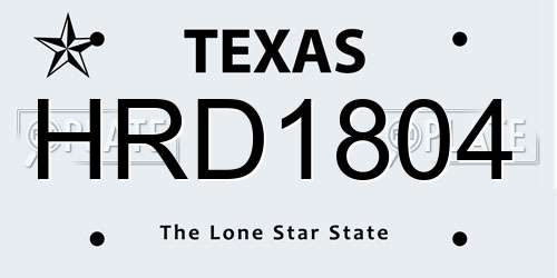 HRD1804 Texas License Plate
