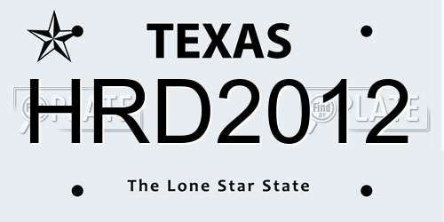 HRD2012 Texas License Plate