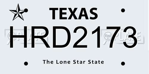 HRD2173 Texas License Plate