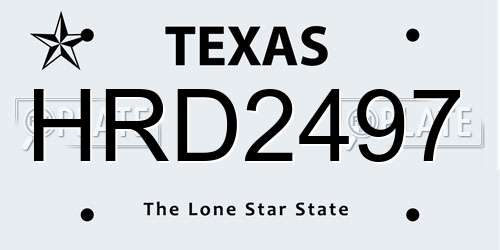 HRD2497 Texas License Plate