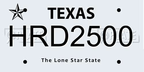 HRD2500 Texas License Plate