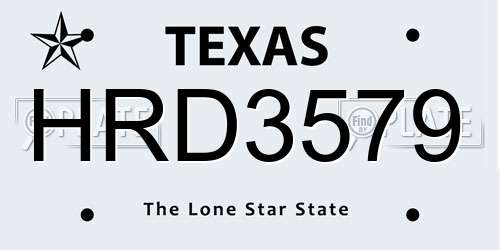 HRD3579 Texas License Plate