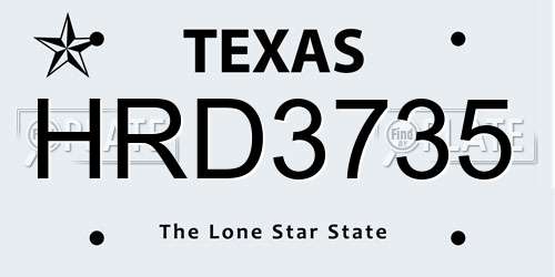 HRD3735 Texas License Plate