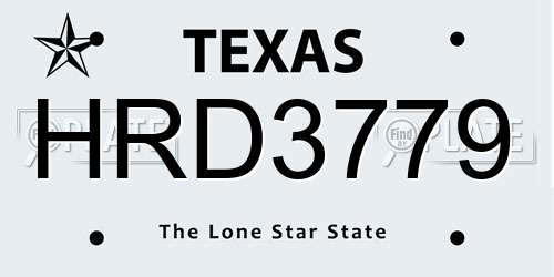 HRD3779 Texas License Plate