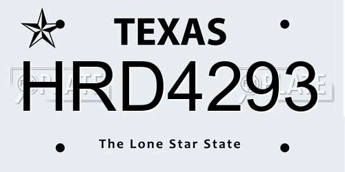 HRD4293 Texas License Plate