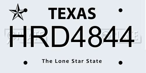 HRD4844 Texas License Plate