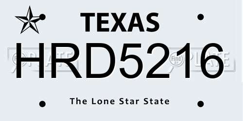 HRD5216 Texas License Plate