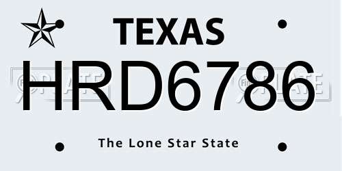 HRD6786 Texas License Plate