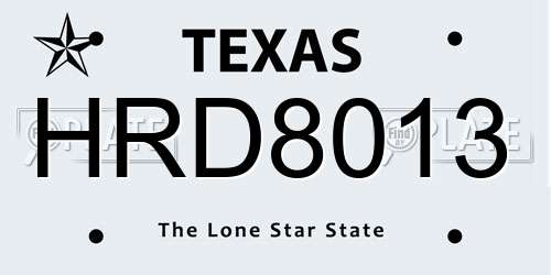 HRD8013 Texas License Plate