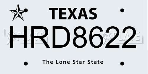 HRD8622 Texas License Plate