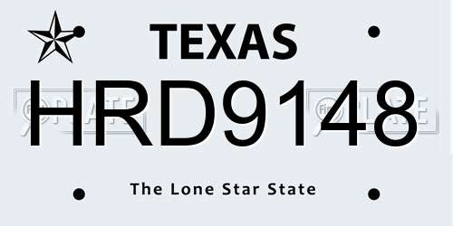 HRD9148 Texas License Plate