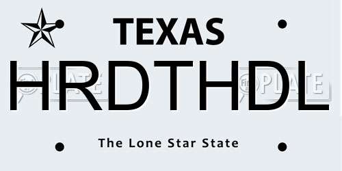 HRDTHDL Texas License Plate