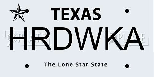 HRDWKA Texas License Plate