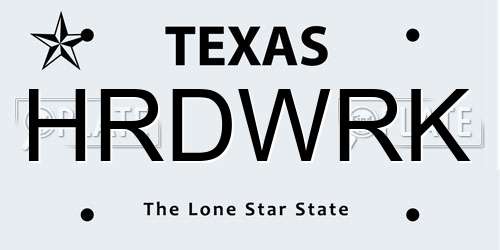 HRDWRK Texas License Plate